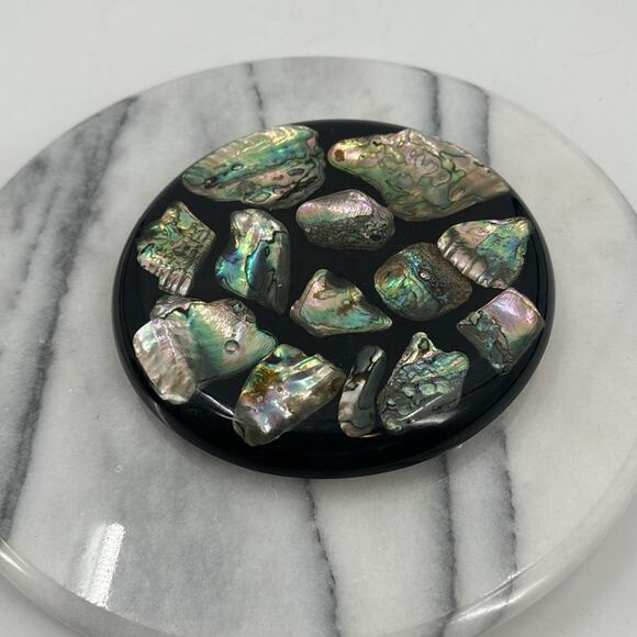 Vintage Abalone Shell Resin Mid Century trivet - Picture 2 of 6